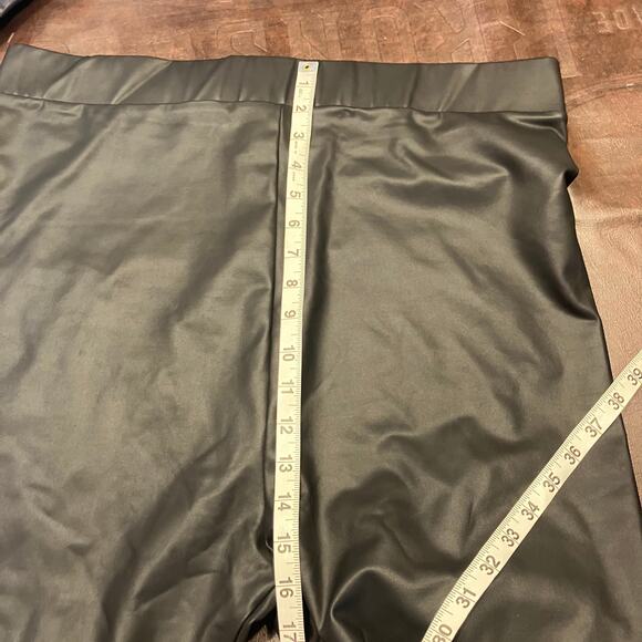 Topshop Maternity Faux Leather Leggings US 14 Black High Rise Stretch Pants - Picture 12 of 13